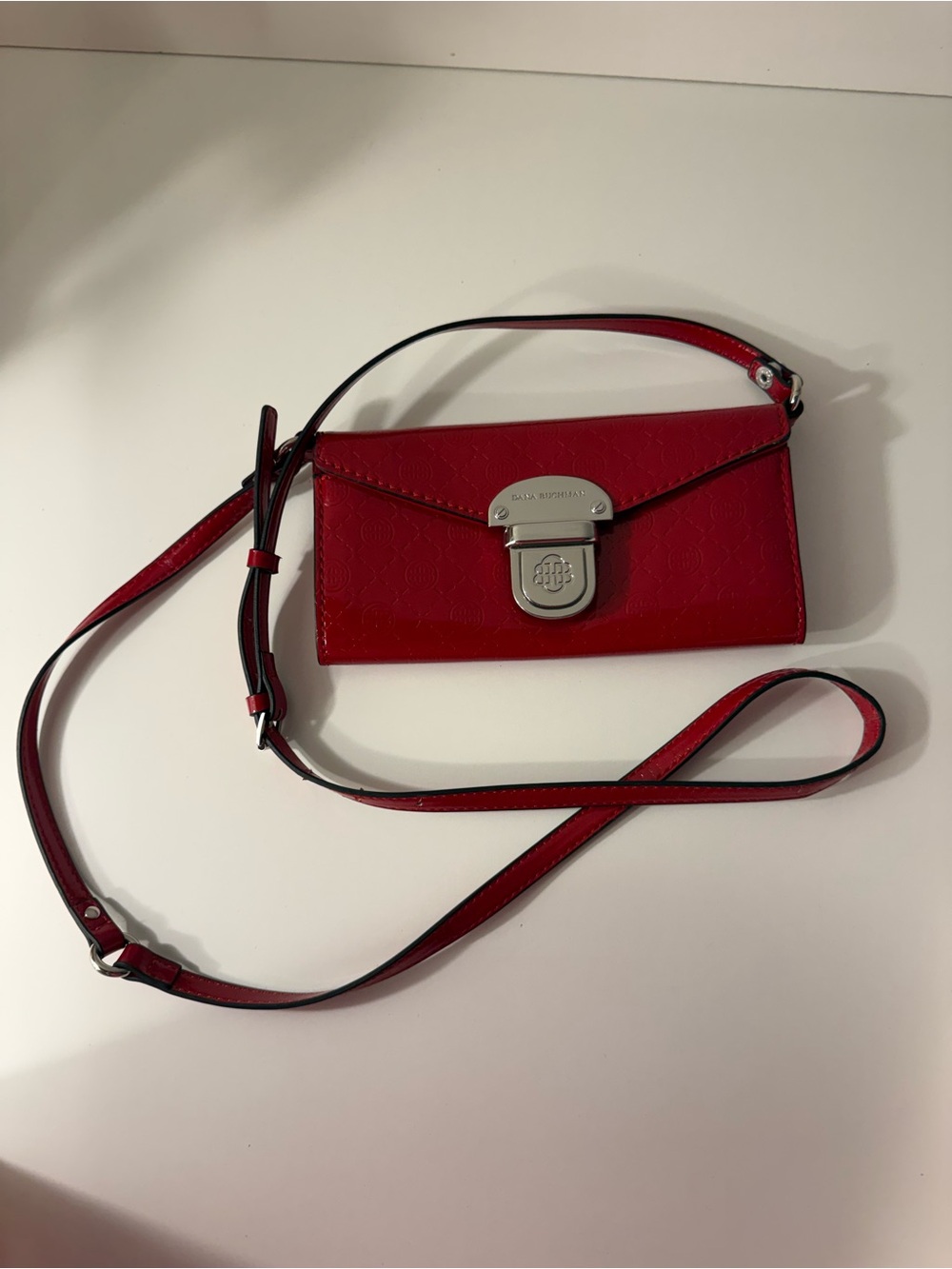 Dana Buchman Red Leather Crossbody with Silver-Tone Lock